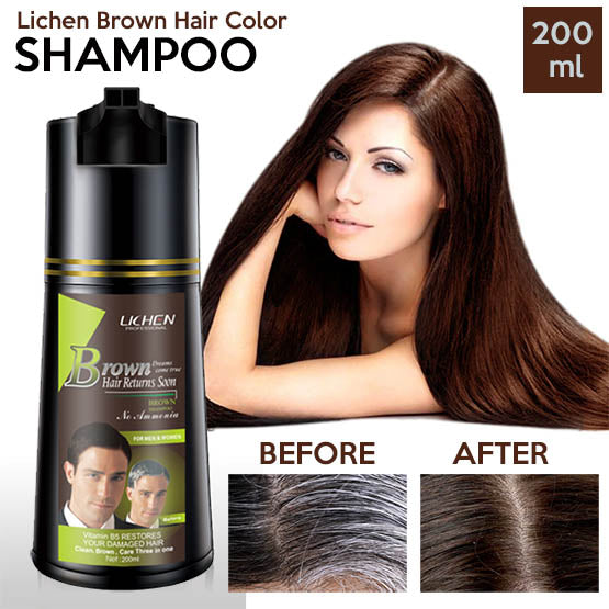 Lichen Black and Brown Hair Color Shampoo For Men and Women (200ml)